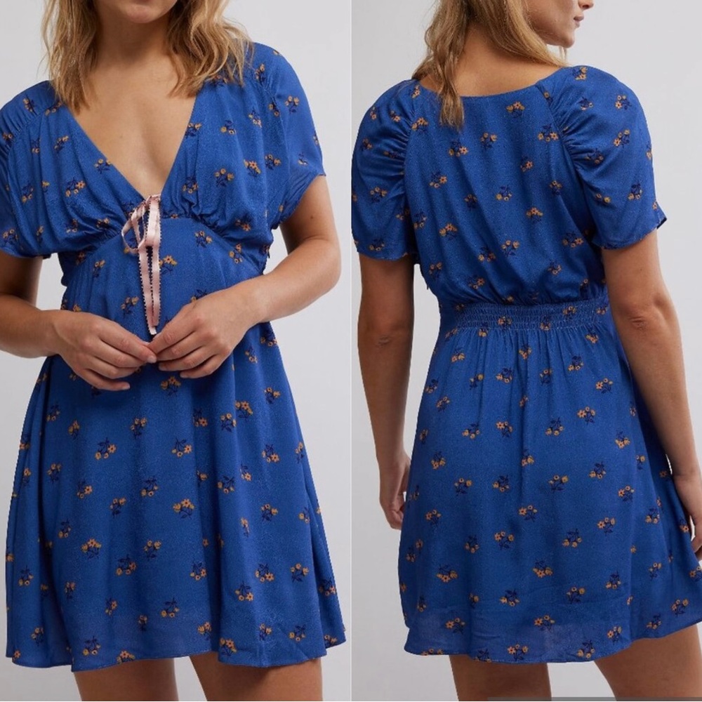 FREE PEOPLE Everyone's Favorite Mini in Dutch
Blue Combo,NWT Retail $128 Size: L
